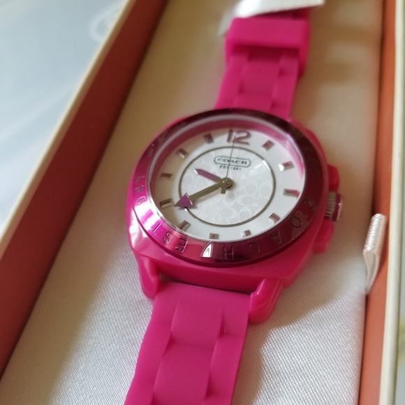 hot pink coach watch